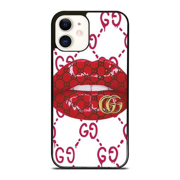 GUCCI LOGO LIPS RED WHITE ICON iPhone 12 Case Cover
