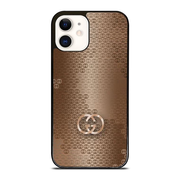 GUCCI LOGO PATTERN GOLD iPhone 12 Case Cover