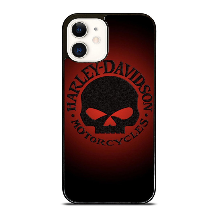 HARLEY DAVIDSON MOTORCYCLES COMPANY SKULL LOGO RED iPhone 12 Case Cover