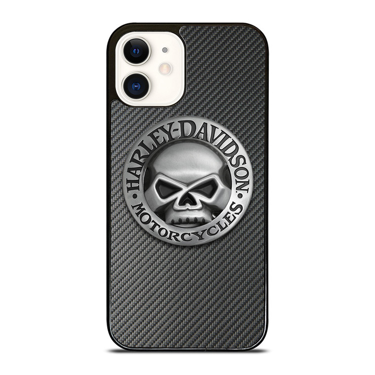 HARLEY DAVIDSON MOTORCYCLES SKULL LOGO CARBON iPhone 12 Case Cover