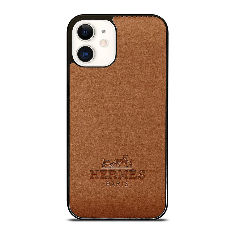 HERMES PARIS FASHION LOGO EMBLEM BROWN iPhone 12 Case Cover