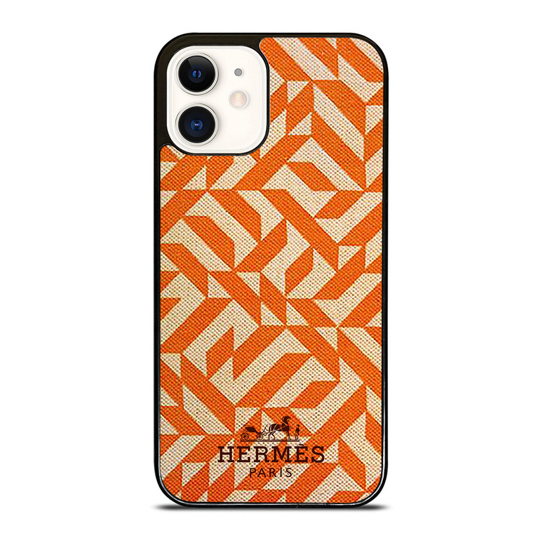 HERMES PARIS PATTERN ORANGE iPhone 12 Case Cover