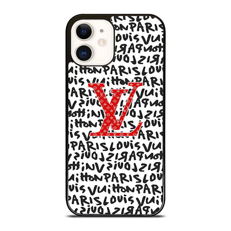 LV LOUIS VUITTON PARIS PATTERN LOGO RED WHITE iPhone 12 Case Cover