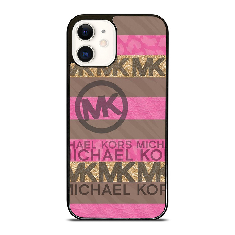 MICHAEL KORS PINK STRIP LOGO iPhone 12 Case Cover
