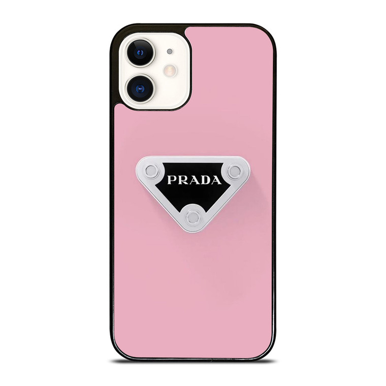 PINK PRADA LOGOEMBLEM iPhone 12 Case Cover