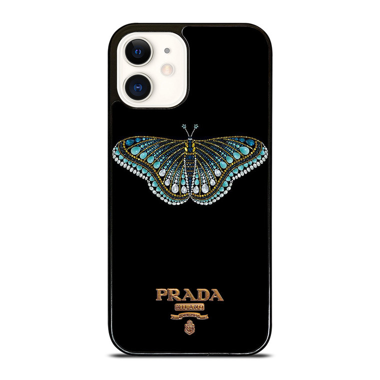 PRADA LOGO DIAMOND BUTTERFLY iPhone 12 Case Cover