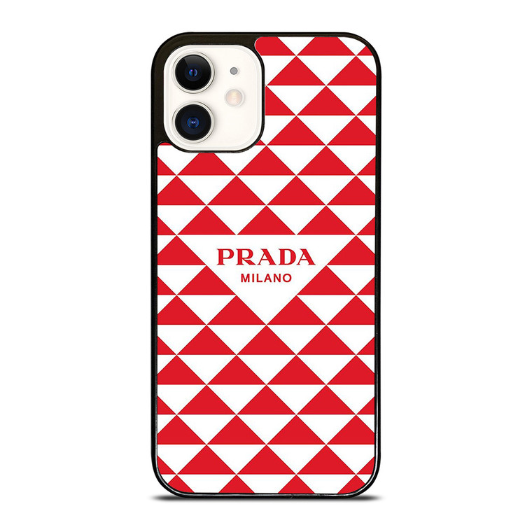 PRADA MILANO RED TRIANGLE iPhone 12 Case Cover