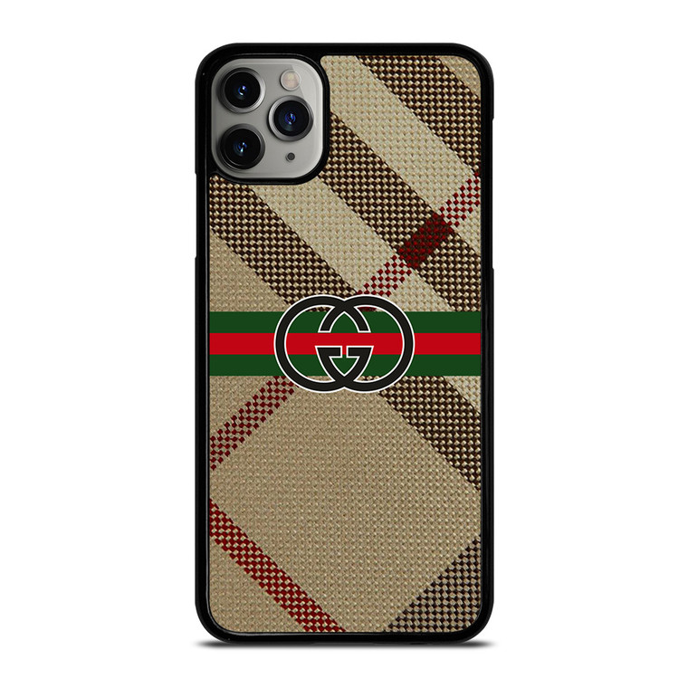 BURBERRY PATTERN GUCCI LOGO iPhone 11 Pro Max Case Cover
