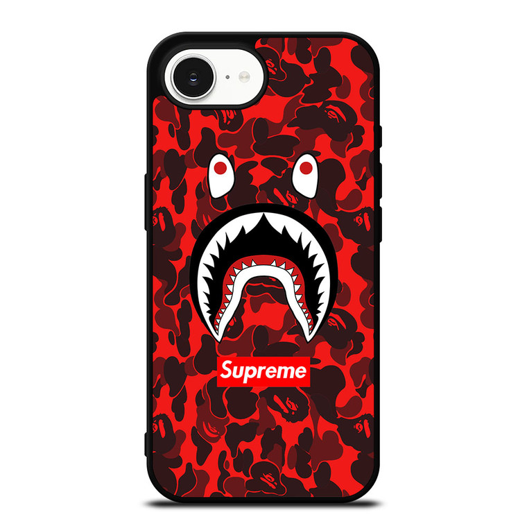 BAPE SHARK SUPREME CAMO RED iPhone 16e Case Cover
