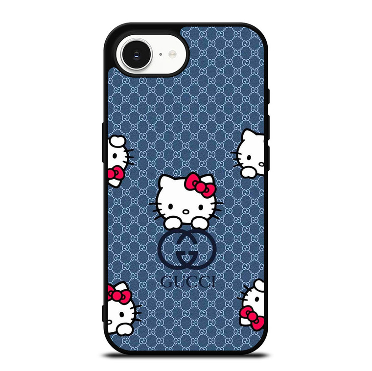 GUCCI LOGO HELLO KITTY BLUE iPhone 16e Case Cover