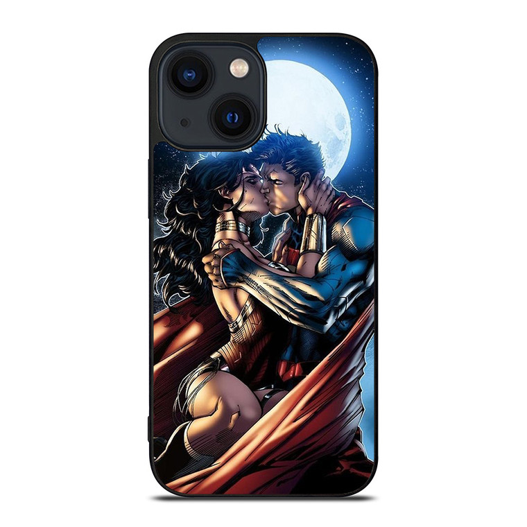 WONDER WOMAN SUPERMAN CARTOON KISSING  iPhone 14 Plus Case Cover