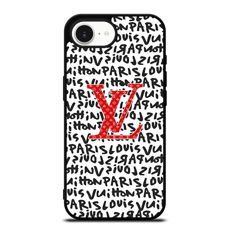 LV LOUIS VUITTON PARIS PATTERN LOGO RED WHITE iPhone 16e Case Cover