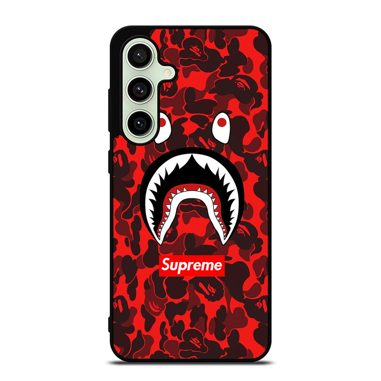 BAPE SHARK SUPREME CAMO RED Samsung Galaxy S24 FE Case Cover