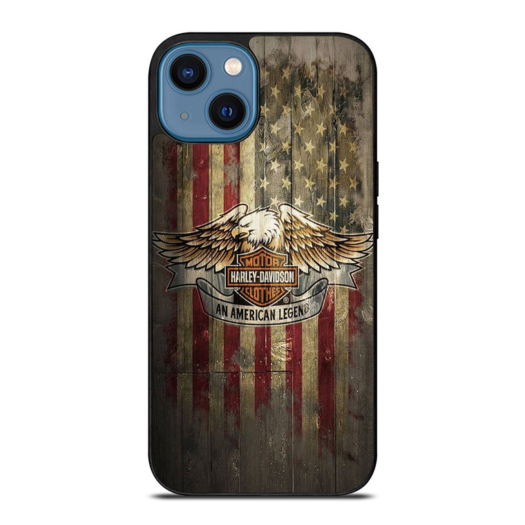 HARLEY DAVIDSON MOTORCYCLES USA WOOD LOGO  iPhone 14 Case Cover