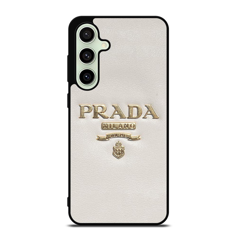 PRADA MILANO LOGO ON WHITE LEATHER Samsung Galaxy S24 FE Case Cover