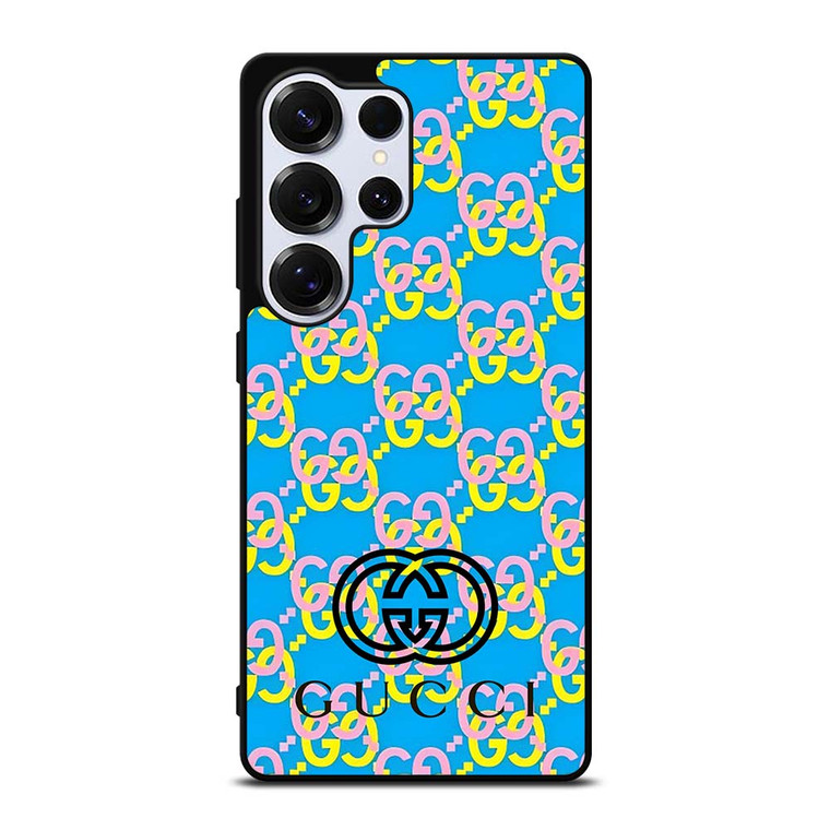 GUCCI LOGO PATTERN BLUE PINK YELLOW Samsung Galaxy S25 Ultra Case Cover GUCCI LOGO PATTERN BLUE PINK YELLOW Samsung Galaxy S25 Ultra Case Cover