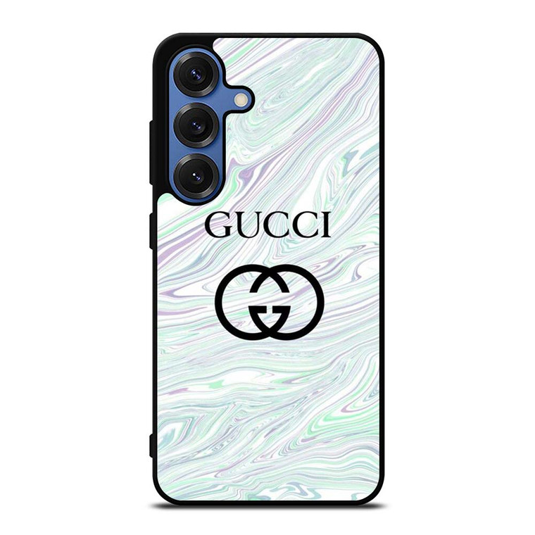 GUCCI LOGO EMBLEM ON BLUE LIQUID Samsung Galaxy S25 Case Cover GUCCI LOGO EMBLEM ON BLUE LIQUID Samsung Galaxy S25 Case Cover