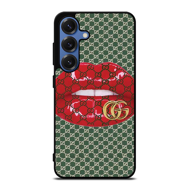 GUCCI LOGO PATTERN LIPS ICON Samsung Galaxy S25 Case Cover GUCCI LOGO PATTERN LIPS ICON Samsung Galaxy S25 Case Cover