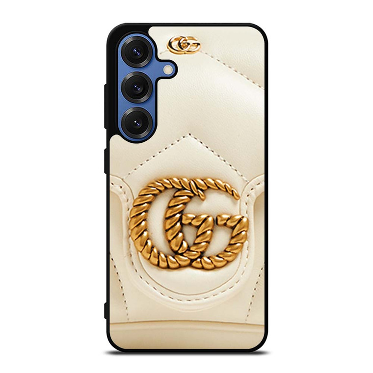 GUCCI LOGO WHITE GOLD Samsung Galaxy S25 Case Cover GUCCI LOGO WHITE GOLD Samsung Galaxy S25 Case Cover