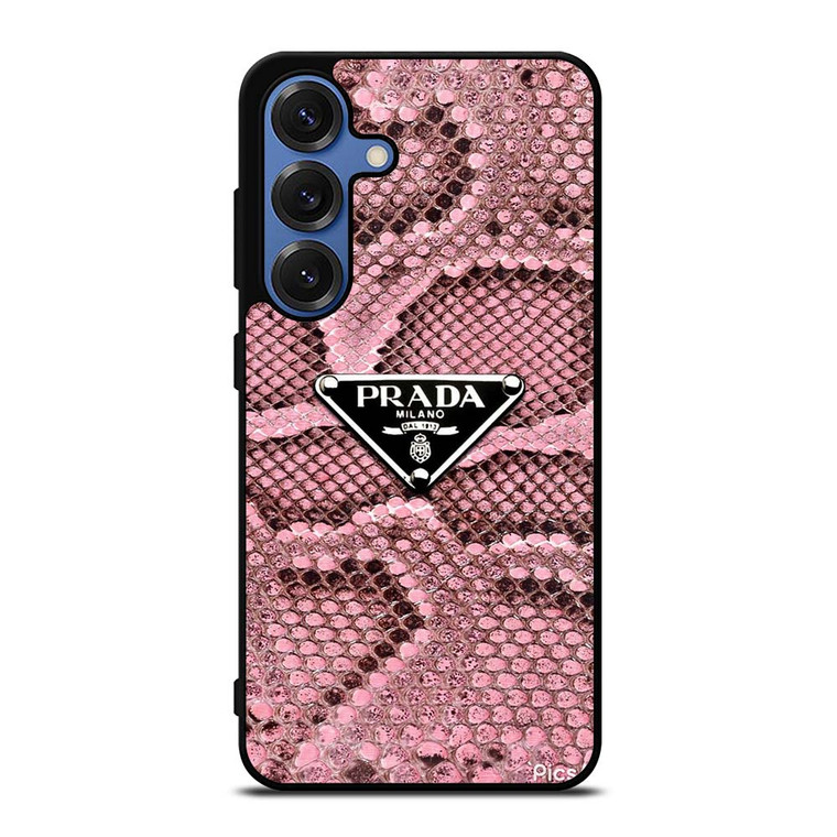 PRADA MILANO LOGO PINK SNAKE TEXTURE Samsung Galaxy S25 Case Cover