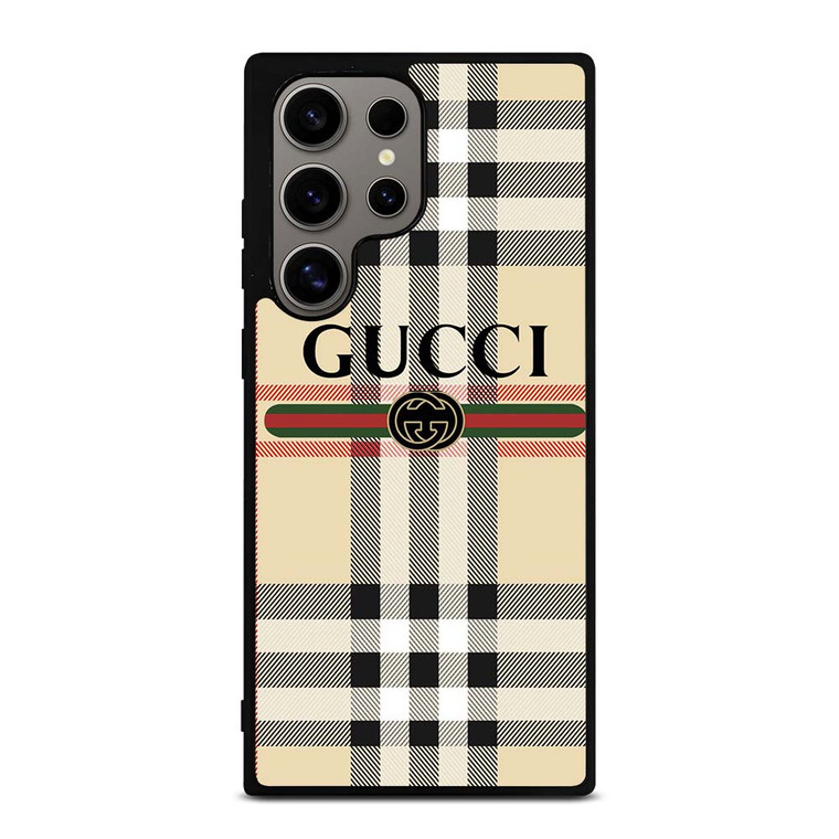 GUCCI LOGO X BURBERRY PATTERN Samsung Galaxy S24 Ultra Case Cover GUCCI LOGO X BURBERRY PATTERN Samsung Galaxy S24 Ultra Case Cover