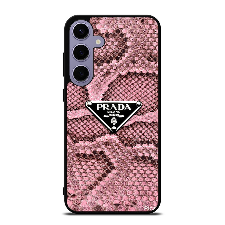 PRADA MILANO LOGO PINK SNAKE TEXTURE Samsung Galaxy S24 Plus Case Cover