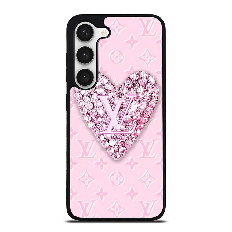 LOUIS VUITTON LOGO PINK HEART DIAMOND Samsung Galaxy S23 Case Cover LOUIS VUITTON LOGO PINK HEART DIAMOND Samsung Galaxy S23 Case Cover