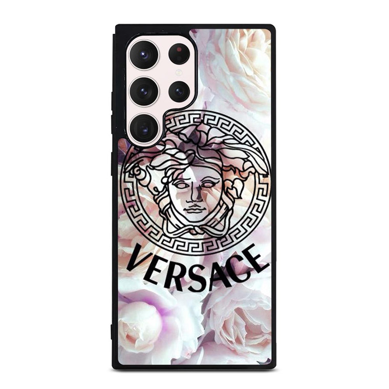VERSACE LOGO ICON WHITE ROSE Samsung Galaxy S23 Ultra Case Cover