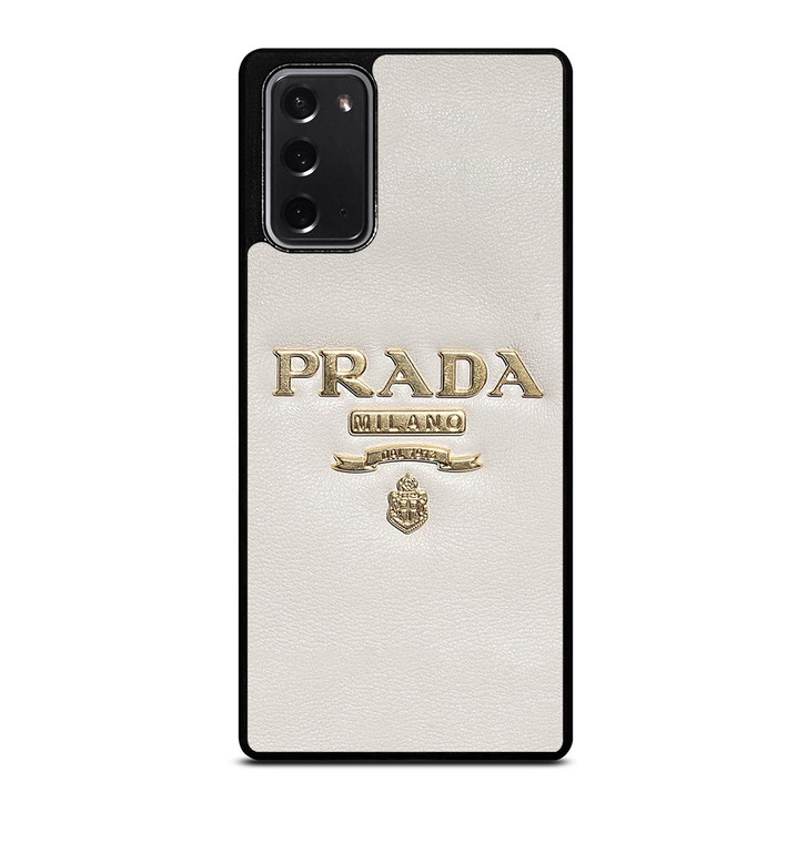 PRADA MILANO LOGO ON WHITE LEATHER Samsung Galaxy Note 20 Case Cover