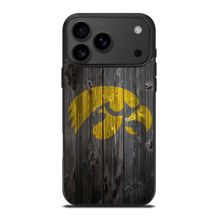 IOWA HAWKEYES WOOD LOGO iPhone 17 Pro Max Case Cover