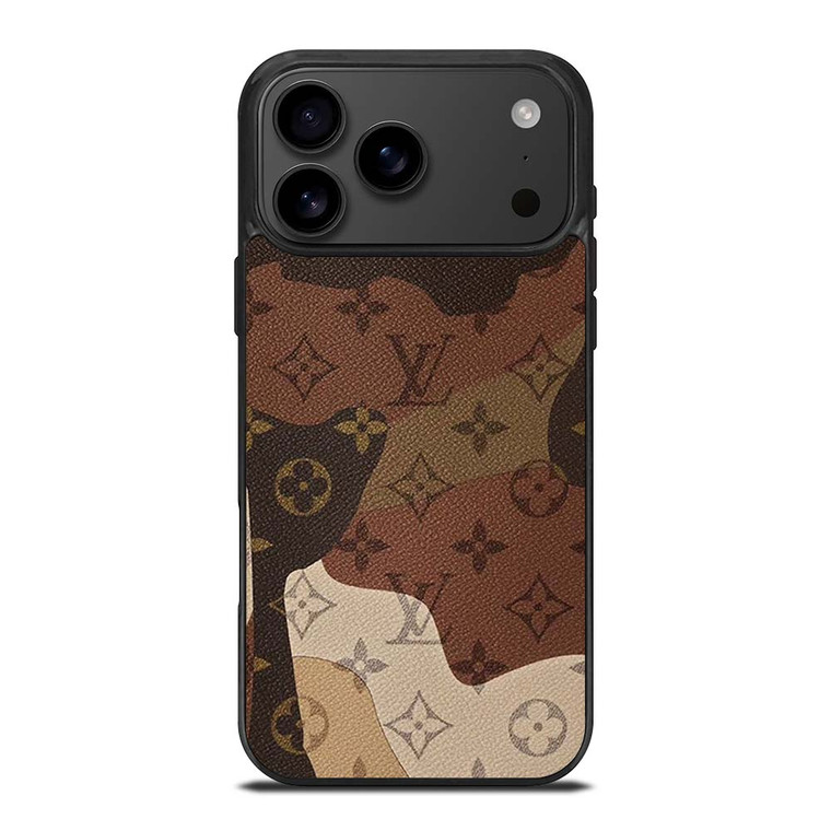 LOUIS VUITTON LV LOGO CAMO LEATHER iPhone 17 Pro Max Case Cover
