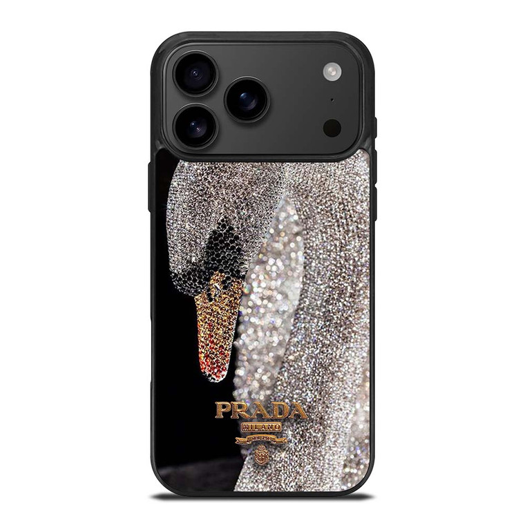 PRADA MILANO LOGO DIAMOND SWAN iPhone 17 Pro Max Case Cover