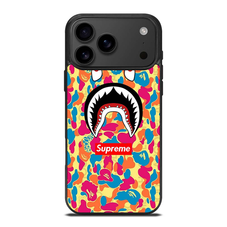 SUPREME BAPE CAMO COLOR FULL iPhone 17 Pro Max Case Cover
