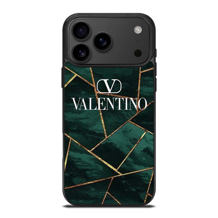 VALENTINO LOGO GREEN MARBLE iPhone 17 Pro Max Case Cover