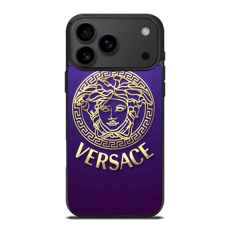 VERSACE SILVER VIOLET LOGO iPhone 17 Pro Max Case Cover