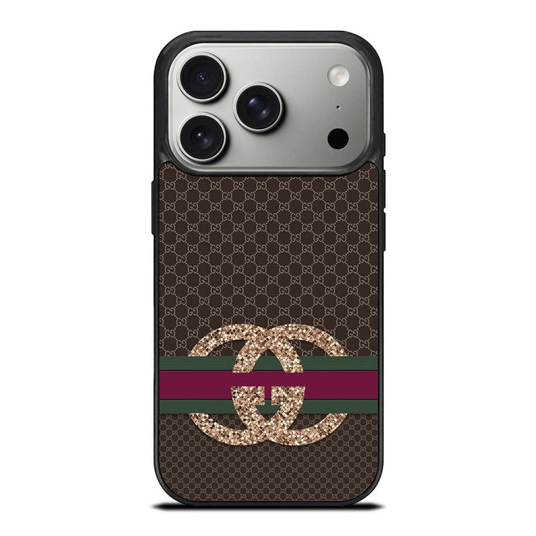 GUCCI LOGO PATTERN SPARKLE EMBLEM iPhone 17 Pro Case Cover