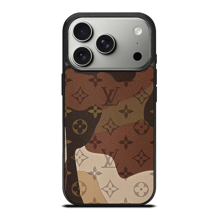 LOUIS VUITTON LV LOGO CAMO LEATHER iPhone 17 Pro Case Cover