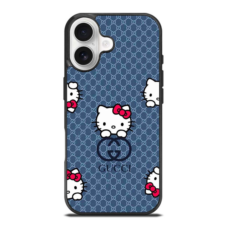 GUCCI LOGO HELLO KITTY BLUE iPhone 17 Case Cover
