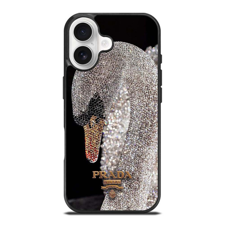 PRADA MILANO LOGO DIAMOND SWAN iPhone 17 Case Cover