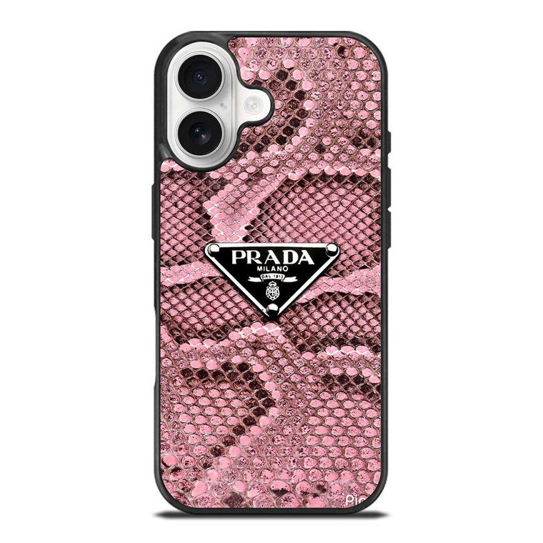 PRADA MILANO LOGO PINK SNAKE TEXTURE iPhone 17 Case Cover