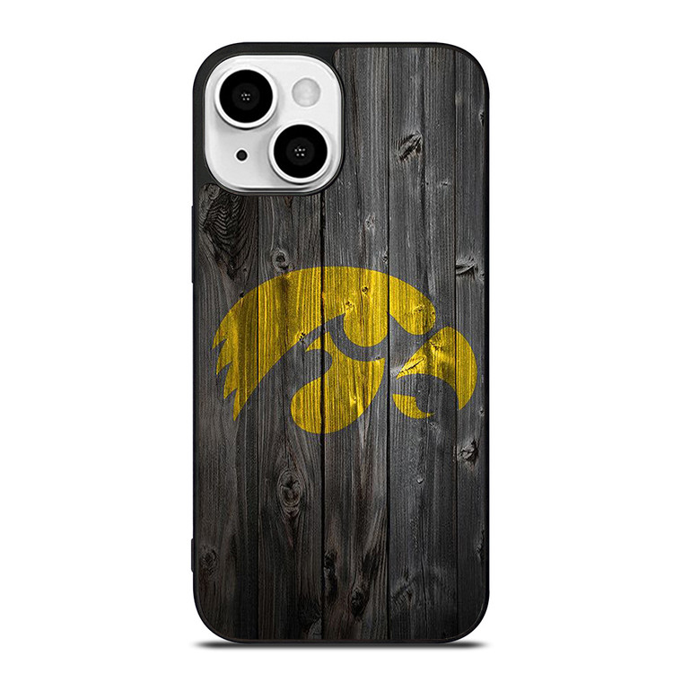 IOWA HAWKEYES WOOD LOGO iPhone 13 Mini Case Cover