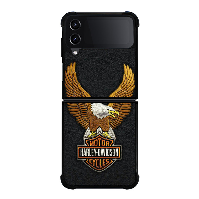 HARLEY DAVIDSON MOTORCYCLES LEATHER EMBOSS Samsung Galaxy Z Flip 4 Case Cover