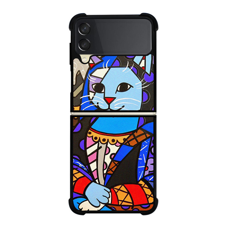 ROMERO BRITTO CAT MONALISA  Samsung Galaxy Z Flip 3 Case Cover
