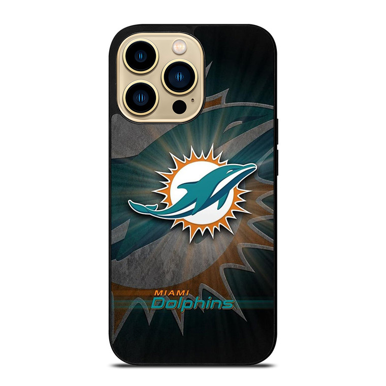 MIAMI DOLPHINS FOOTBALL METAL LOGO  iPhone 14 Pro Max Case Cover