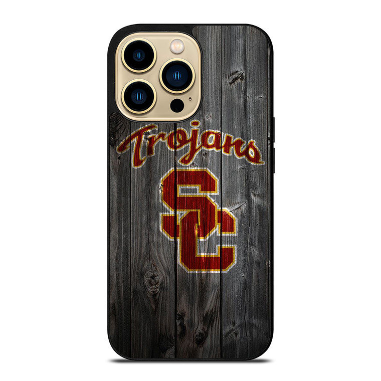 USC TROJANS WOOD LOGO  iPhone 14 Pro Max Case Cover