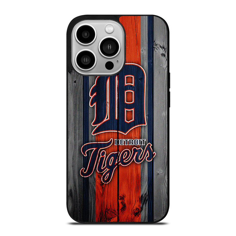 DETROIT TIGERS FOOTBALL WOOD LOGO iPhone 14 Pro Case Cover