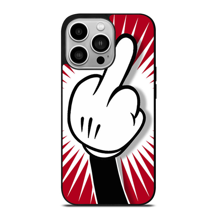 DISNEY MICKEY MOUSE MIDDLE FINGER FUNNY iPhone 14 Pro Case Cover
