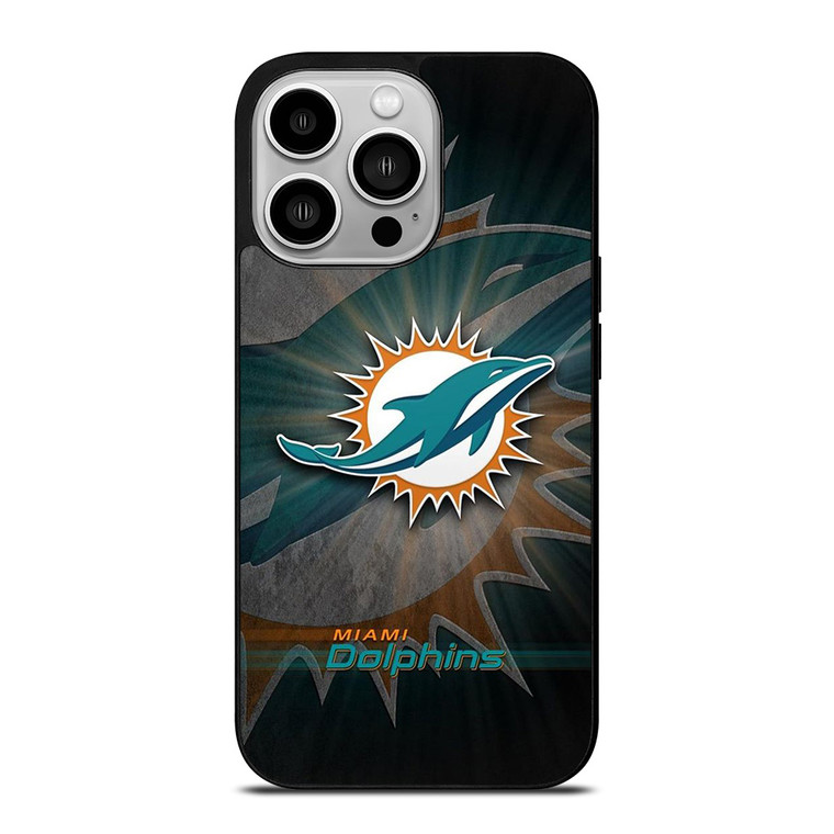 MIAMI DOLPHINS FOOTBALL METAL LOGO iPhone 14 Pro Case Cover