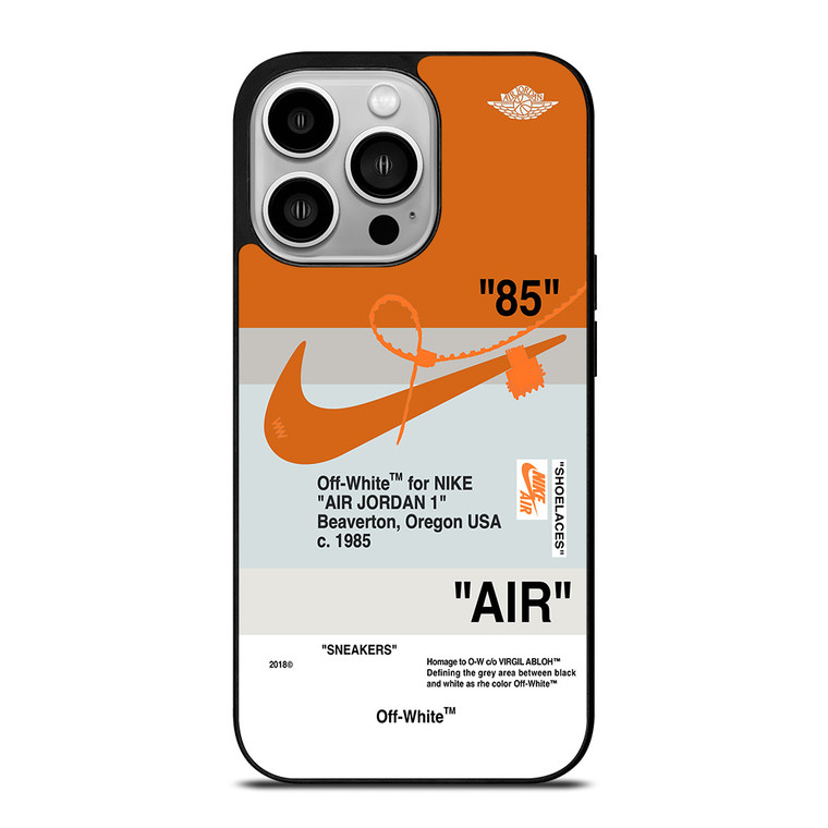 NIKE AIR JORDAN 1 OFF WHITE ORANGE iPhone 14 Pro Case Cover