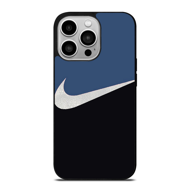 NIKE SWOOSH BLUE BLACK iPhone 14 Pro Case Cover
